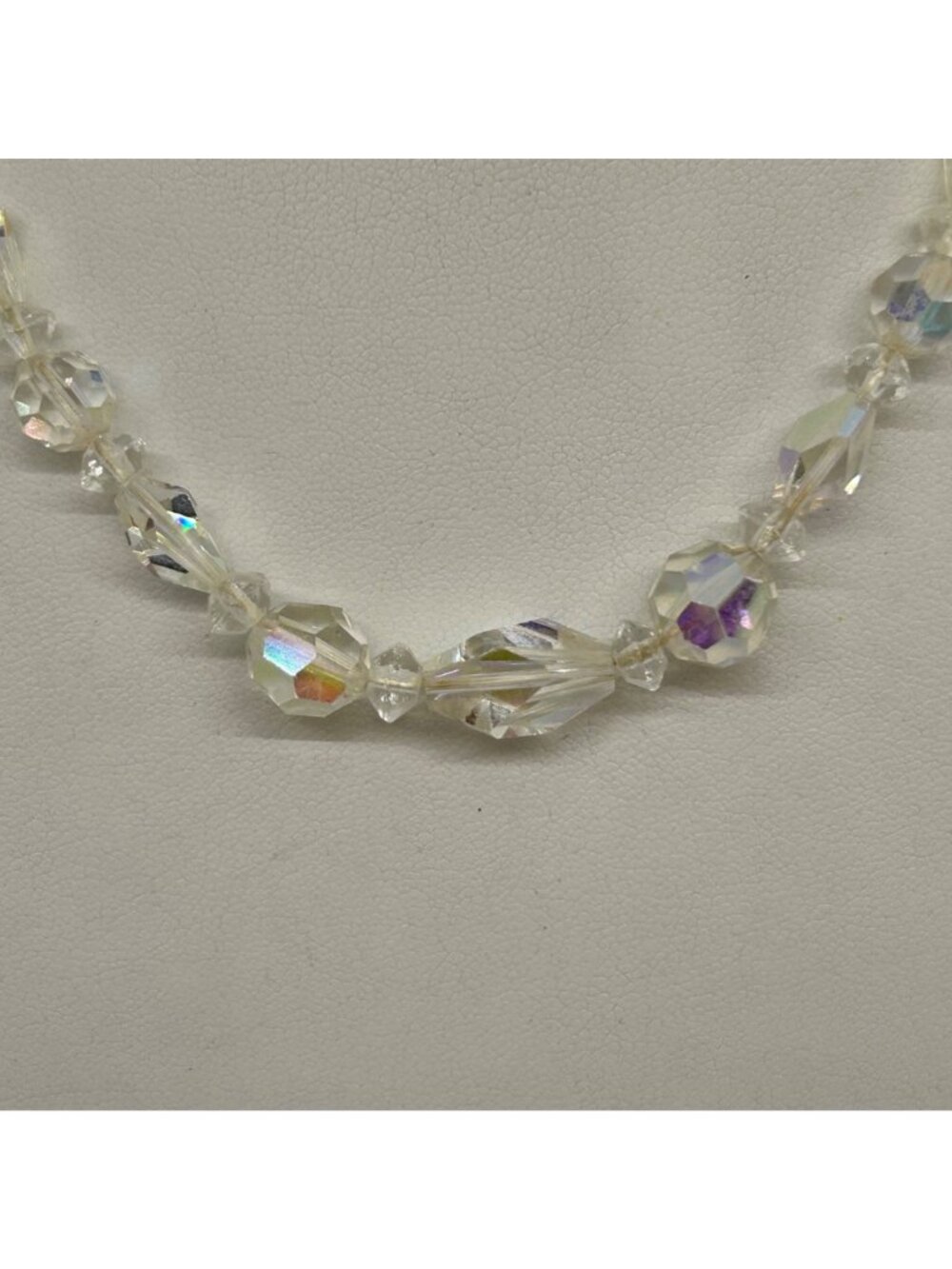 Vintage Clear Faceted Glass Bead Necklace With Shepherds Hook Clasp 1940-1950s - Picture 2 of 14